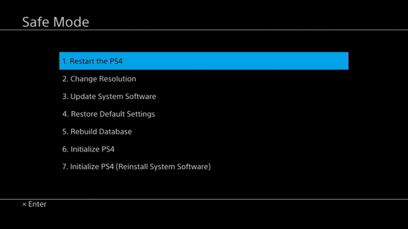 Safe mode PlayStation