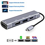 Nintendo Switch Dock Adattatore USB C a HDMI Hub con Tipo C/HDMI/USB 3.0/USB 2.0, Nintendo Switch Dock Accessori Portatili Cavo HDMI Converter per Samsung Dex Station, MacBook Pro 2016/2017