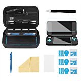 Bestico Custodia per New Nintendo 2DS XL Accessori Set, Custodia Protettiva per Nintendo DS(New 2DS XL/New 3DS XL/3DS/3DS XL/New 3DS) con 16 Supporti per Cartuccia di Gioco+4 Pellicola Protettiva+ Penna Stilo Touch Screen +Cinturino (Nero)