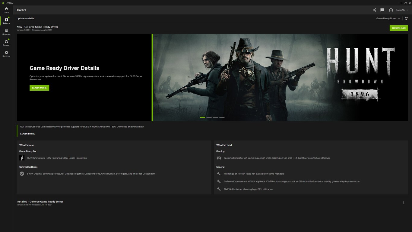 Interfaccia della NVIDIA App